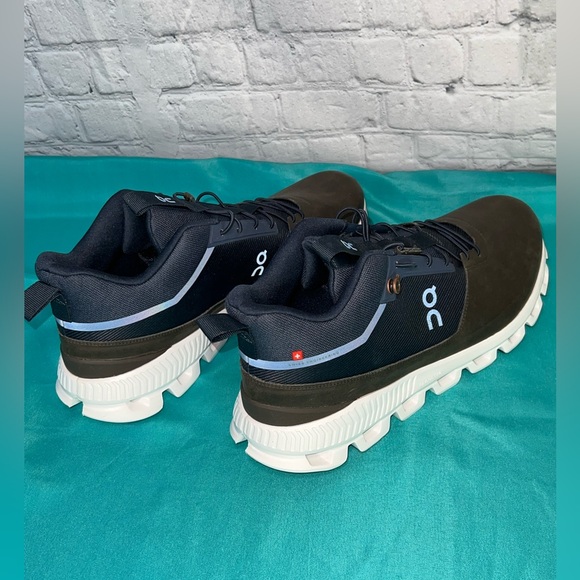 On Cloud Hi Lightweight Sneakers Blue Brown Leather Men’s Size 13 NEW - Picture 8 of 13